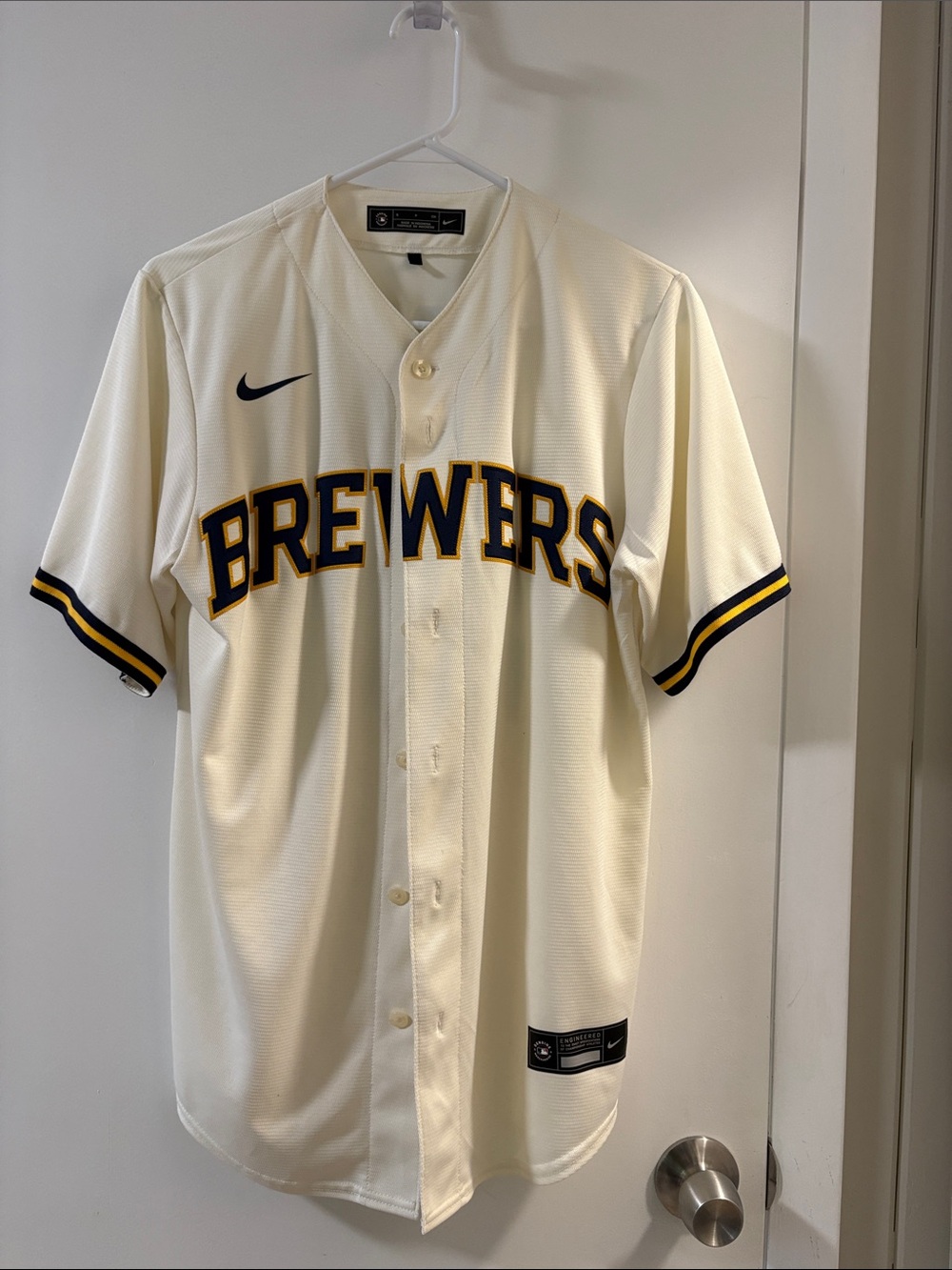 Nike Cream Milwaukee Brewers Woodruff Jersey